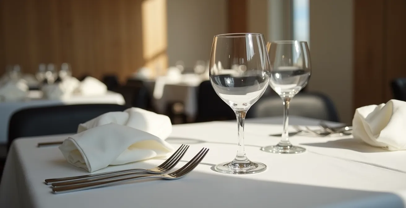 Mise en scène d'une table de restaurant avec une harmonie parfaite des éléments
